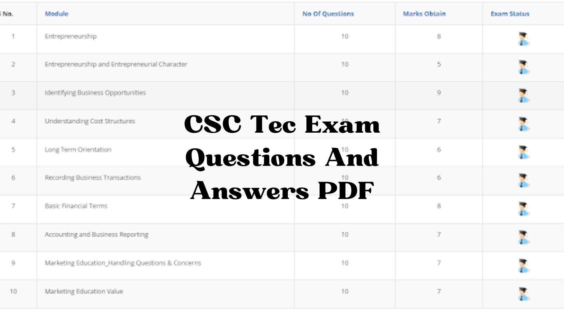 CSC Tec Exam Questions And Answers PDF
